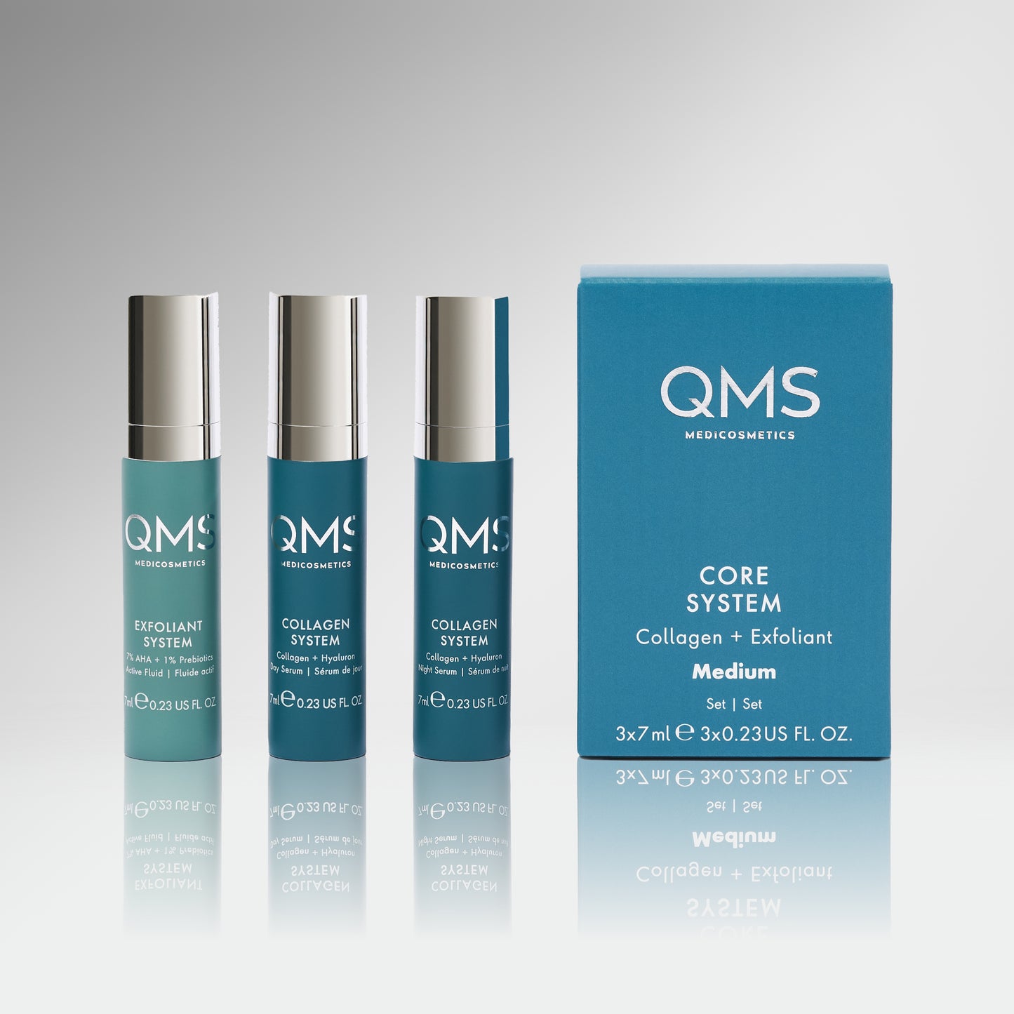 CORE SYSTEM Collagen + Exfoliant Set Medium 3x7ml - QMS Medicosmetics UK