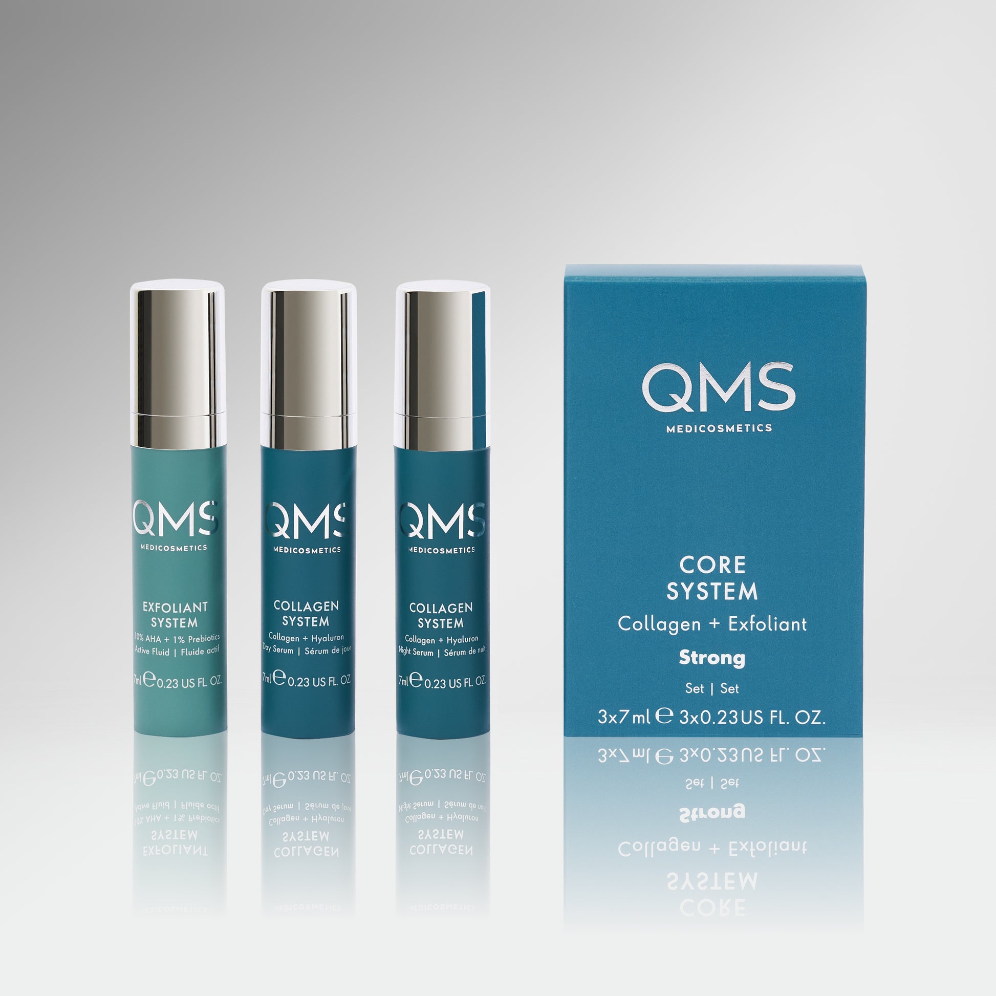 Day & Night 3-Step Core Routine Set Strong 3x7ml - QMS Medicosmetics UK